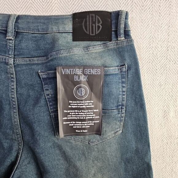 Vintage Genes Black VGB Jeans Men's 36W x 32L Relaxed Fit French Terry Denim NWT - Picture 11 of 16